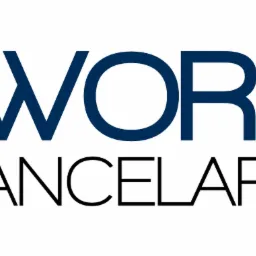 Logo firmy Jaworski Kancelarie, nazwa w kolorze granatowym, pod spodem dopisek 'Kancelarie' czarną czcionką.