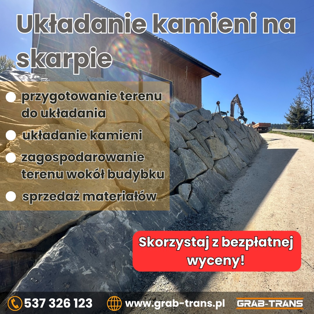 Układanie kamieni na skarpie