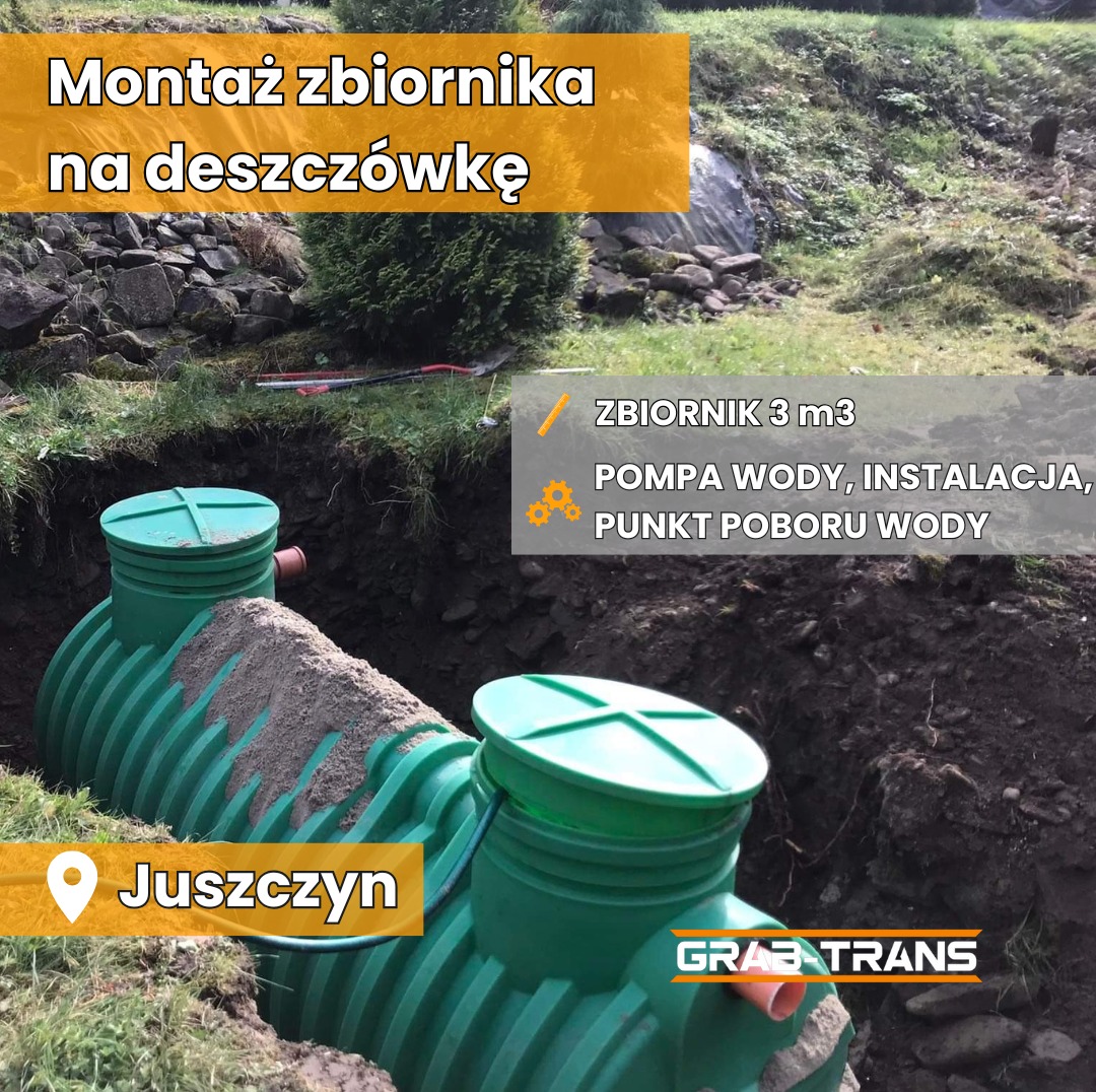 Montaż zbiornika na deszczówkę.