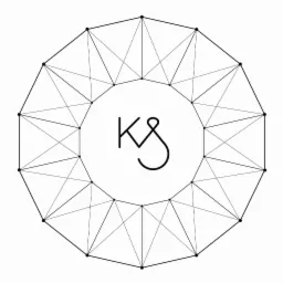 Geometryczny logotyp firmy z Wrocławia przedstawiający wielokąt foremny z wpisanymi trójkątami i inicjałami 'KS' w centrum.