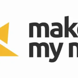 Logo firmy z abstrakcyjnym symbolem origami w kolorze złotym i nazwą 'make my mind' zapisaną czarną czcionką.