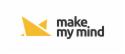 Logo firmy Make My Mind z żółtym geometrycznym symbolem po lewej stronie i tekstem 'make, my mind' po prawej stronie na białym tle.