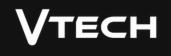 Białe logo VTech na czarnym tle.