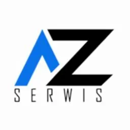 Logo firmy AZ Serwis z niebieską literą A i czarną literą Z na białym tle.