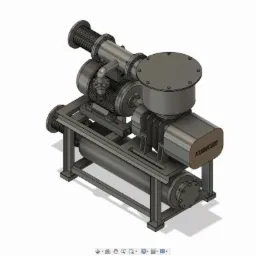 Model 3D przemysłowego urządzenia z napisem KUBICZEK, widok izometryczny na białym tle.