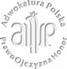 Szary emblemat Adwokatury Polskiej z napisem 'Prawo Ojczyzna Honor' i stylizowanym orłem w koronie.