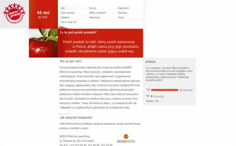 Portal dla dużej kampanii społecznej–„Kupując polskie produkty dajesz pracę”