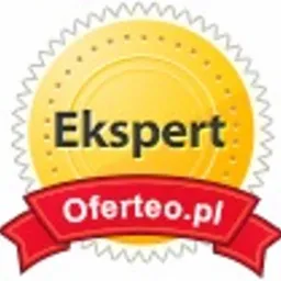 Złota odznaka z napisem 'Ekspert' i czerwonym banerem 'Oferteo.pl'.