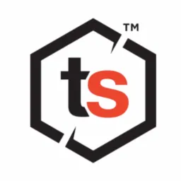 Czarno-czerwone logo firmy w kształcie sześciokąta z literami 'ts' i znakiem 'TM' w prawym górnym rogu.