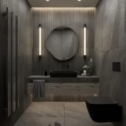 Dom jednorodzinny w Tychach | Toaleta dla gości | Styl nowoczesny