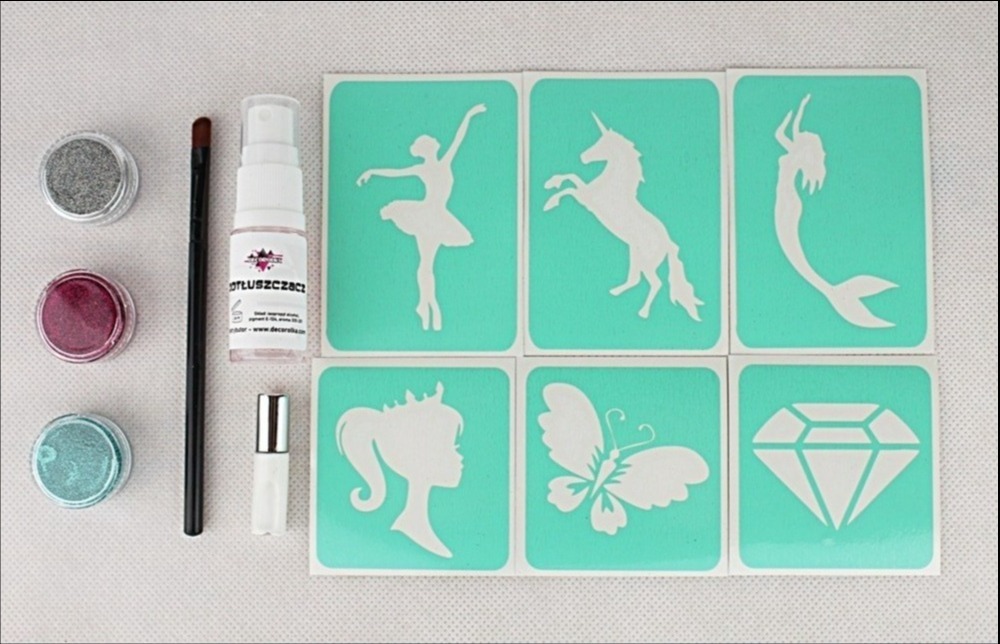 Mini zestaw do tatuaży brokatowych dla dziewczynek