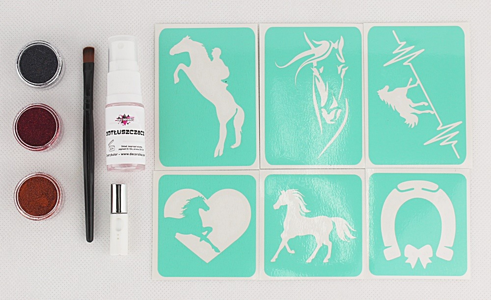 Mini zestaw do tatuaży brokatowych konie
