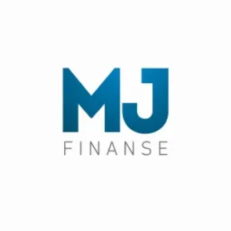 Logo firmy MJ Finanse z niebieskim, gradientowym napisem MJ i szarym napisem Finanse poniżej, na białym tle.