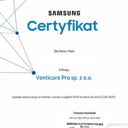Certyfikat Samsung