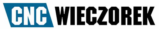Logo firmy CNC Wieczorek z napisem w kolorze białym i niebieskim na białym tle.