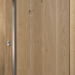 GERLEJ Gerard Lejk - Drewniane drzwi wejściowe z pionowymi panelami, metalowym uchwytem i minimalistycznym zamkiem, wykończone w jasnym odcieniu drewna.