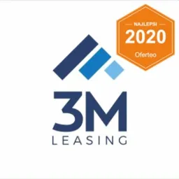 Logo firmy 3M Leasing z pomarańczową naklejką Oferteo Najlepsi 2020.