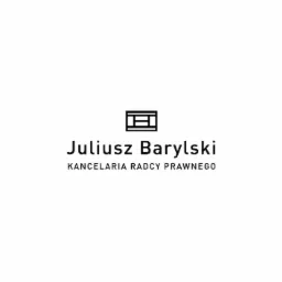 Logo kancelarii radcy prawnego Juliusz Barylski z minimalistycznym symbolem graficznym nad napisem.