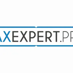 Logo firmy Taxexpert.pro w niebieskiej ramce na białym tle.