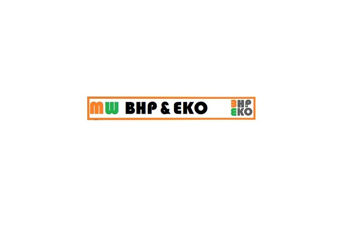 Logo firmy MW BHP & EKO z pomarańczowo-zielonym akcentem, umieszczone na białym tle.