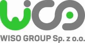 Logo firmy WISO GROUP Sp. z o.o. z zielonym elementem graficznym przypominającym literę 'U' połączonym z szarym symbolem nieskończoności.