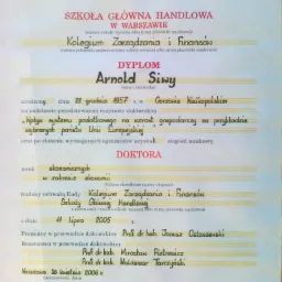 Dyplom nadania tytułu 'Doktor nauk ekonomicznych'