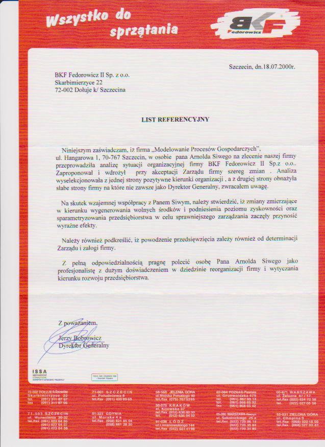 Reorganizacja firmy BKF Federowicz sp. z o.o.