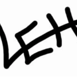 Czarny, odręczny podpis 'LEH' na białym tle.