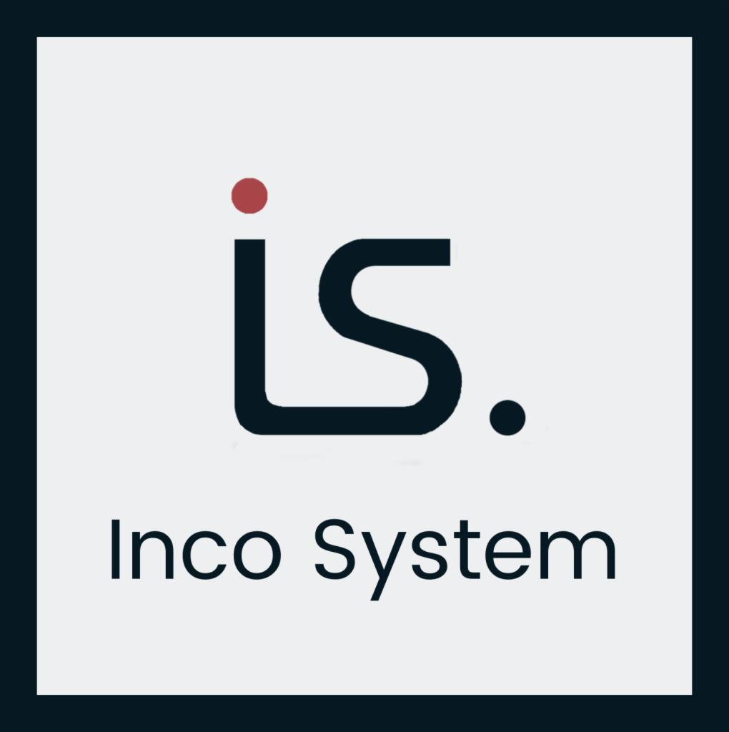 Logo Inco System z stylizowanymi literami 'i' i 'S' z czerwoną kropką nad 'i'.
