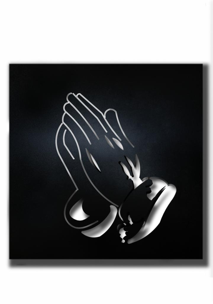 Obraz Ręce złożone do modlitwy 650x850 mm- stal czarna malowana proszkowo
