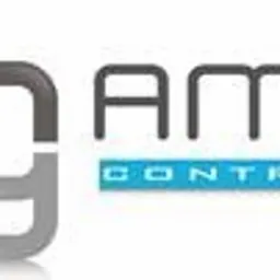 Logo firmy AMG Controls z miejscowości Słupno, przedstawiające stylizowane litery 'amg' w odcieniach niebieskiego i szarości, z napisem 'CONTROLS' poniżej.