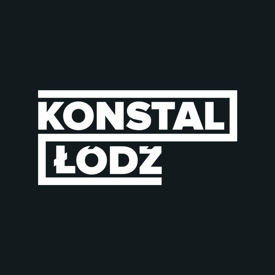 Logo firmy KONSTAL ŁÓDŹ, biały napis na czarnym tle, w prostokątnej ramce.