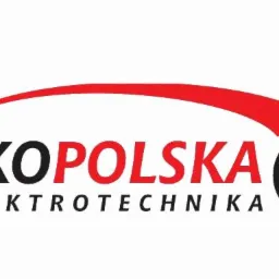 Logo firmy EkoPolska Elektrotechnika z czerwonym akcentem graficznym nad nazwą i symbolem EP w okręgu po prawej stronie.