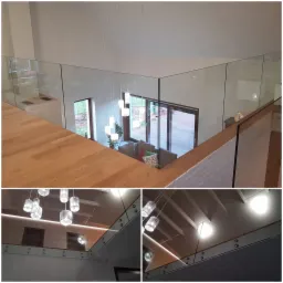 Szklana balustrada wewnętrzna na rotulach