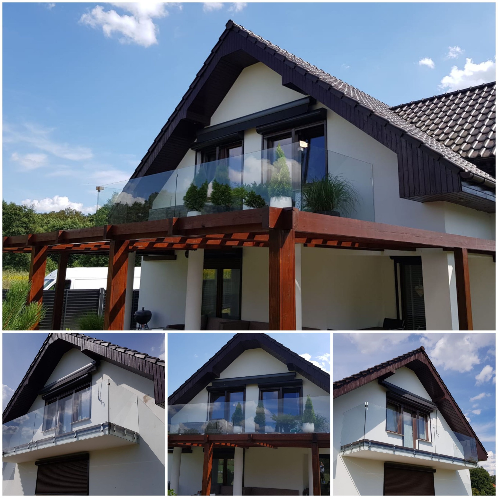 Balustrada zewnętrzna szklana na rotulach