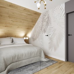 Nowoczesna sypialnia ze skosami - projekty inspiracje aranżacje 2021