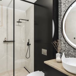 Czarna nowoczesna minimalistyczna łazienka 