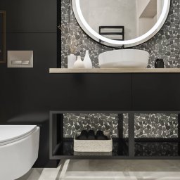 Czarna nowoczesna minimalistyczna łazienka 