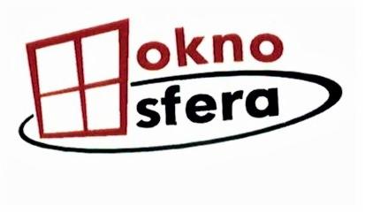 Logo firmy 'Okno Sfera' z graficznym przedstawieniem okna w kolorze czerwonym.