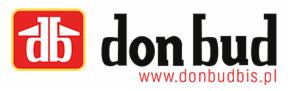 Logo firmy Don Bud z czerwoną ikoną domu z literami db i adresem strony internetowej donbudbis.pl