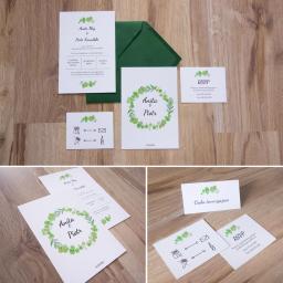 Liście eukaliptusa nadal nie wychodzą z mody! Warto go przemycić do zaproszeń 🙂