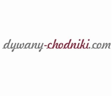 Tekst dywany-chodniki.com w kolorze szarym i bordowym na białym tle.
