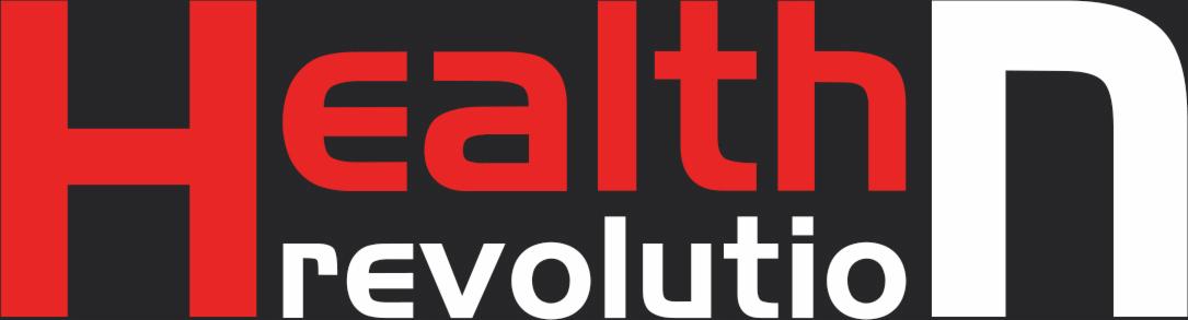 Logo firmy Health Revolution z czerwonym napisem 'Health' i białym 'n' na czarnym tle, z napisem 'revolution' pod spodem.