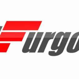 Graficzne logo firmy z motywem samochodu dostawczego, w kolorach szaro-czerwonych, na białym tle. Nazwa firmy wkomponowana w sylwetkę pojazdu.