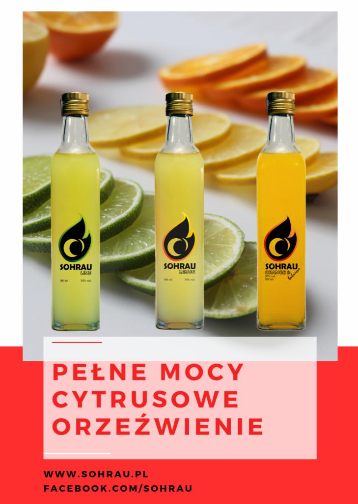 Cytrynówka Sohrau lemon, limonkówka Sohrau lime, likier z pomarańczy z papryczką habanero Sohrau orange&habanero