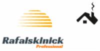 Logo firmy Rafalskinick Professional z graficznym symbolem słońca i stylizowanym domem z kominem.
