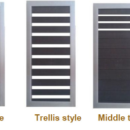 Furtki kolor inox,model Privacy Fence,Full Trellis,Midd Trellis kolor desek dark grey