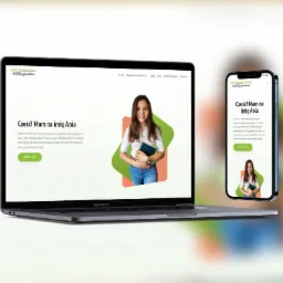 Prezentacja responsywnej strony internetowej dietetyka na laptopie MacBook Pro i smartfonie, z widoczną sylwetką dietetyczki i tekstem 'Cześć! Mam na imię Ania'.