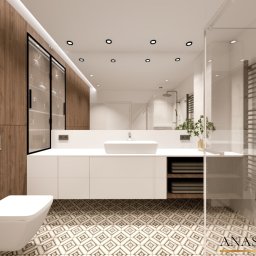 Projekt estetycznej i przytulnej łazienki w mieszkaniu. Projektowanie wnętrz Poznań, ANASTHA® DESIGN , Architekt wnętrz: Anna Trawczyńska