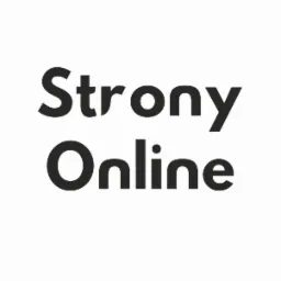 Czarny napis 'Strony Online' na białym tle, w minimalistycznym stylu graficznym. Prosty i czytelny przekaz.